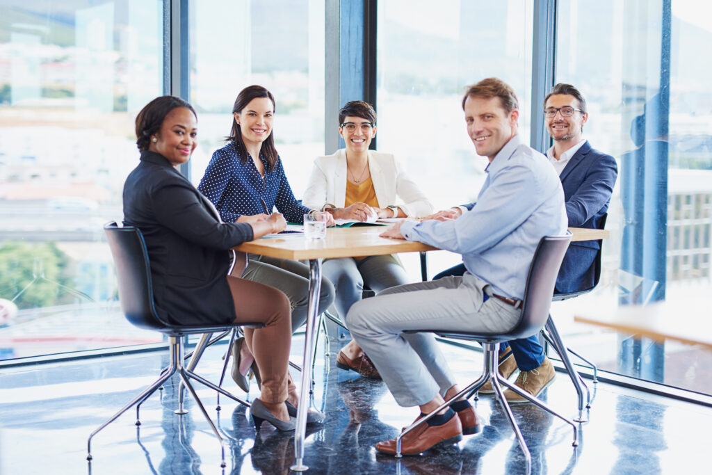 We turn opportunities into realities. Portrait of a team of coll